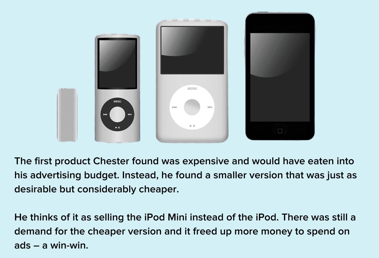 切斯特将其产品解释为“ipod mini”而不是更高级的'ipod'