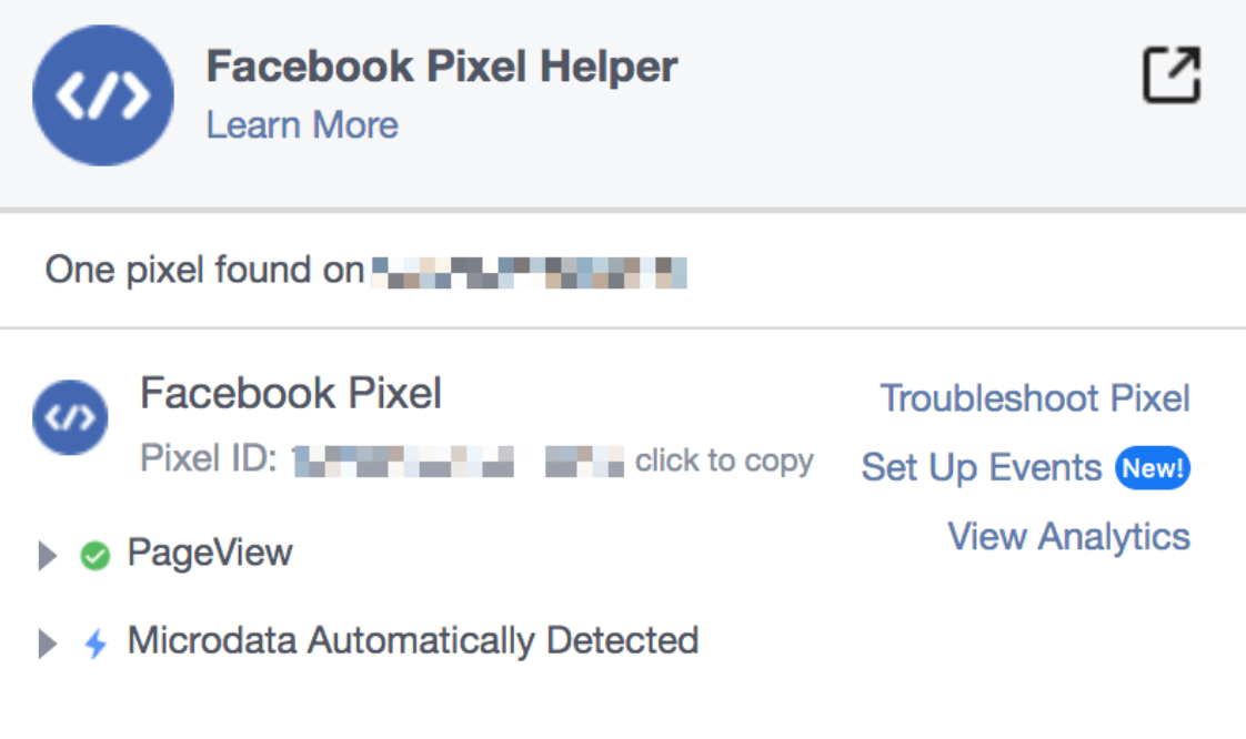 Facebook Pixel Helper.